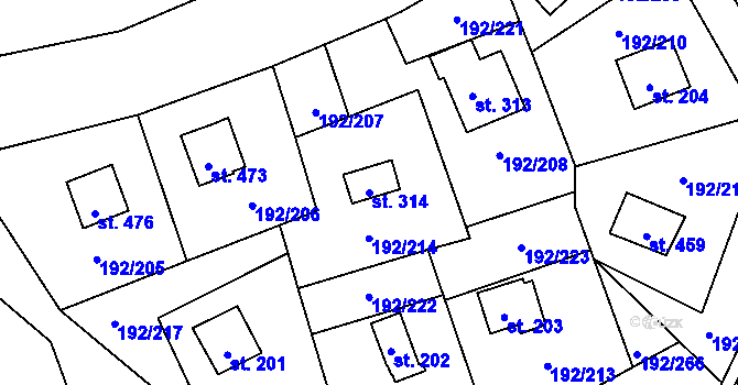 Parcela st. 314 v KÚ Dřenice u Chebu, Katastrální mapa