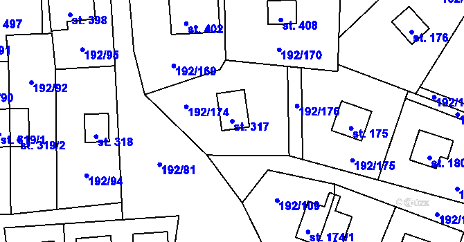 Parcela st. 317 v KÚ Dřenice u Chebu, Katastrální mapa