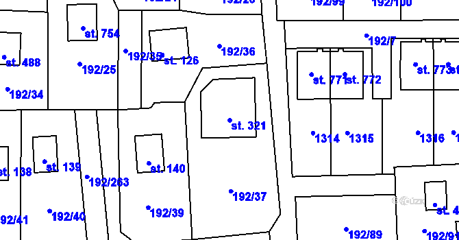Parcela st. 321 v KÚ Dřenice u Chebu, Katastrální mapa