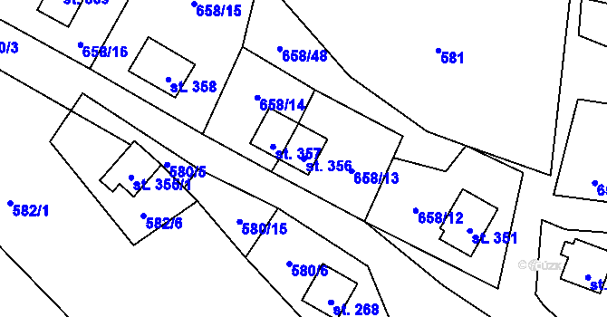 Parcela st. 356 v KÚ Dřenice u Chebu, Katastrální mapa