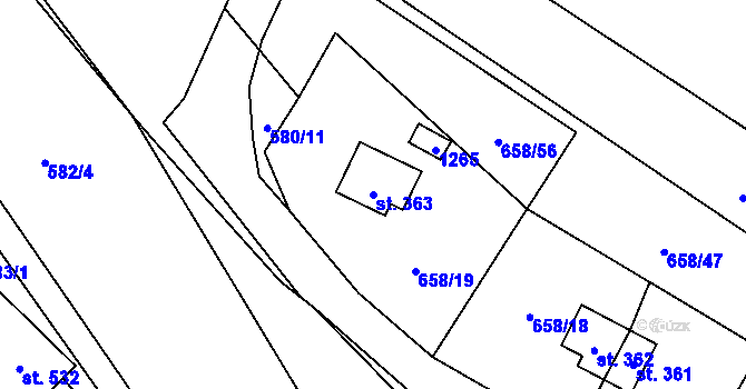 Parcela st. 363 v KÚ Dřenice u Chebu, Katastrální mapa
