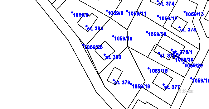 Parcela st. 380 v KÚ Dřenice u Chebu, Katastrální mapa