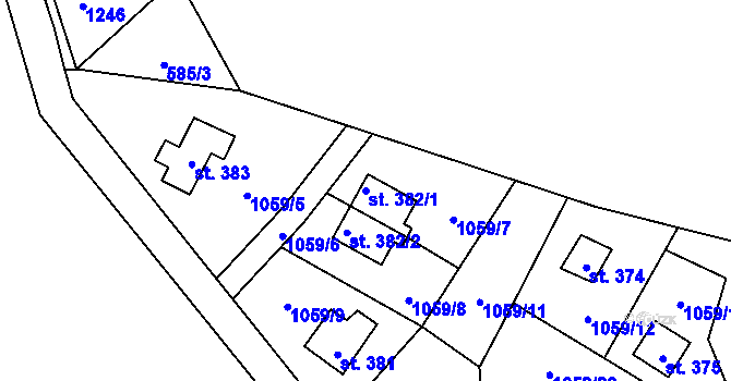 Parcela st. 382/1 v KÚ Dřenice u Chebu, Katastrální mapa