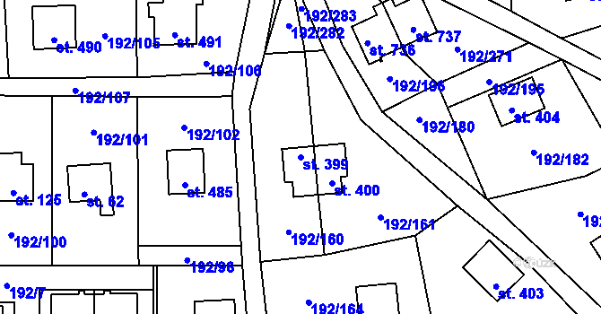 Parcela st. 399 v KÚ Dřenice u Chebu, Katastrální mapa