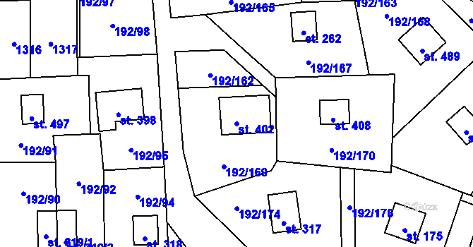 Parcela st. 402 v KÚ Dřenice u Chebu, Katastrální mapa