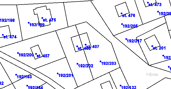 Parcela st. 407 v KÚ Dřenice u Chebu, Katastrální mapa
