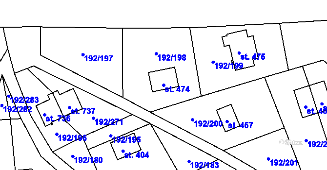 Parcela st. 474 v KÚ Dřenice u Chebu, Katastrální mapa