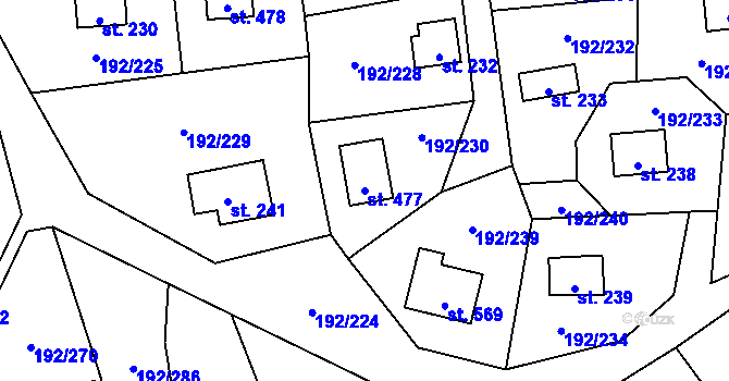 Parcela st. 477 v KÚ Dřenice u Chebu, Katastrální mapa