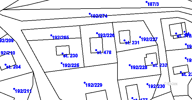 Parcela st. 478 v KÚ Dřenice u Chebu, Katastrální mapa