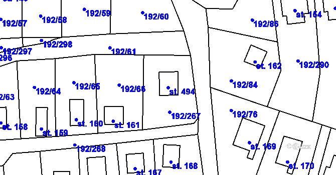 Parcela st. 494 v KÚ Dřenice u Chebu, Katastrální mapa