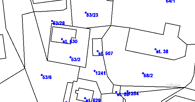 Parcela st. 507 v KÚ Dřenice u Chebu, Katastrální mapa