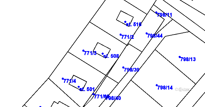 Parcela st. 508 v KÚ Dřenice u Chebu, Katastrální mapa