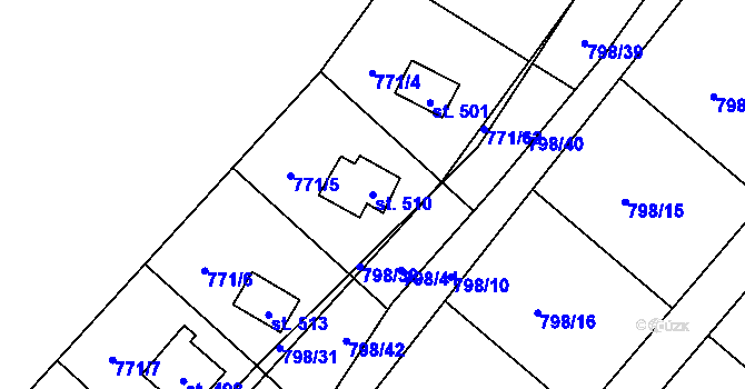 Parcela st. 510 v KÚ Dřenice u Chebu, Katastrální mapa