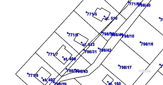 Parcela st. 513 v KÚ Dřenice u Chebu, Katastrální mapa