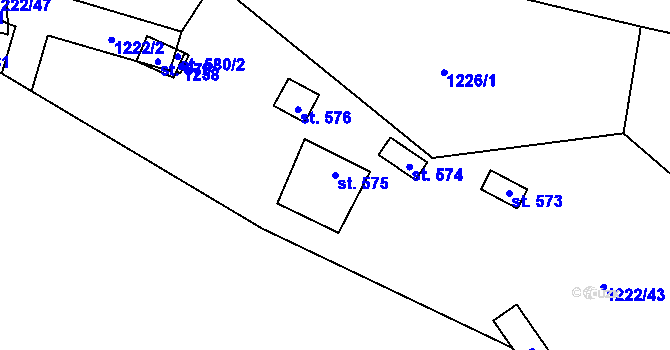 Parcela st. 575 v KÚ Dřenice u Chebu, Katastrální mapa