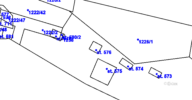 Parcela st. 576 v KÚ Dřenice u Chebu, Katastrální mapa