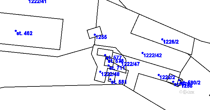 Parcela st. 577 v KÚ Dřenice u Chebu, Katastrální mapa