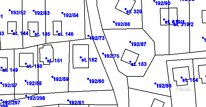 Parcela st. 192/75 v KÚ Dřenice u Chebu, Katastrální mapa