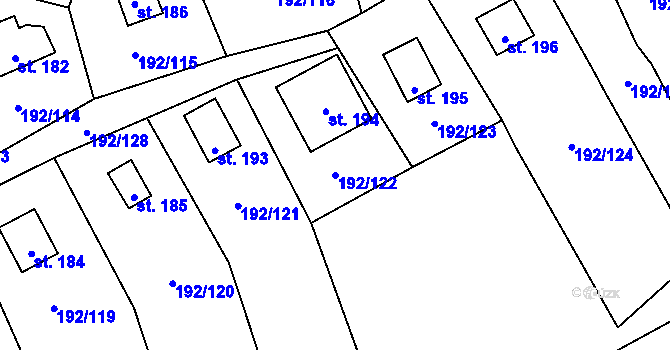 Parcela st. 192/122 v KÚ Dřenice u Chebu, Katastrální mapa