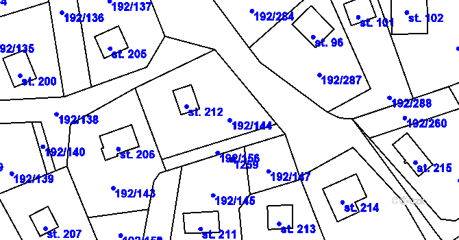 Parcela st. 192/144 v KÚ Dřenice u Chebu, Katastrální mapa
