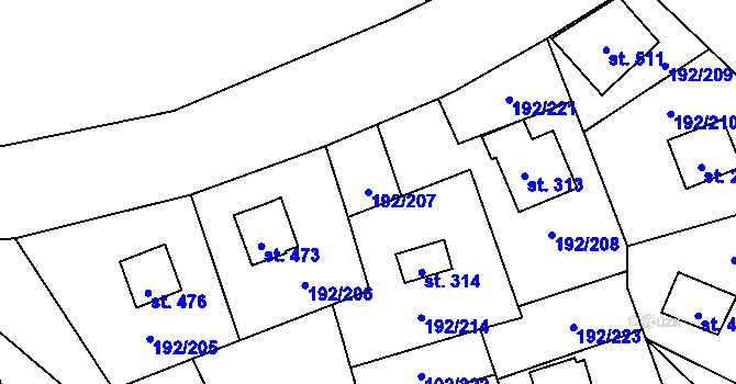 Parcela st. 192/207 v KÚ Dřenice u Chebu, Katastrální mapa