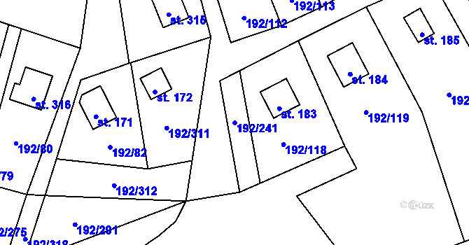 Parcela st. 192/241 v KÚ Dřenice u Chebu, Katastrální mapa