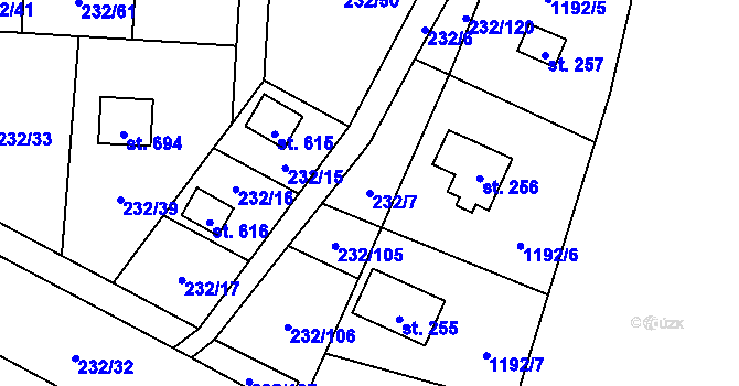 Parcela st. 232/7 v KÚ Dřenice u Chebu, Katastrální mapa