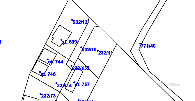 Parcela st. 232/11 v KÚ Dřenice u Chebu, Katastrální mapa