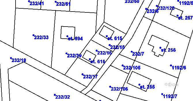 Parcela st. 232/16 v KÚ Dřenice u Chebu, Katastrální mapa