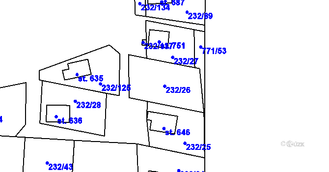 Parcela st. 232/26 v KÚ Dřenice u Chebu, Katastrální mapa