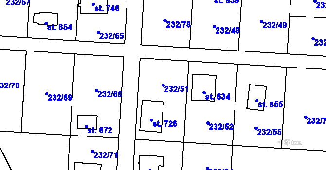 Parcela st. 232/51 v KÚ Dřenice u Chebu, Katastrální mapa
