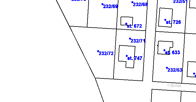 Parcela st. 232/72 v KÚ Dřenice u Chebu, Katastrální mapa