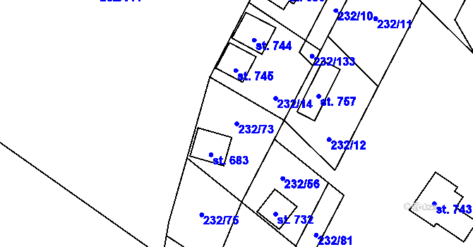 Parcela st. 232/73 v KÚ Dřenice u Chebu, Katastrální mapa