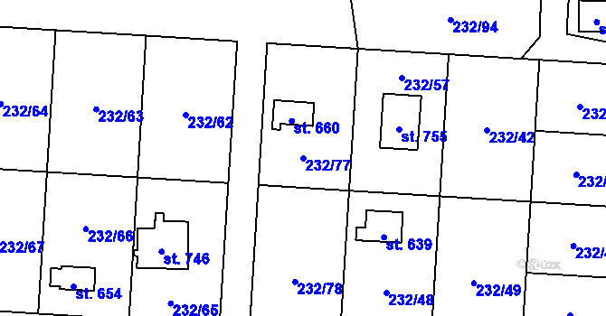 Parcela st. 232/77 v KÚ Dřenice u Chebu, Katastrální mapa