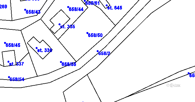 Parcela st. 658/2 v KÚ Dřenice u Chebu, Katastrální mapa