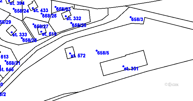 Parcela st. 658/5 v KÚ Dřenice u Chebu, Katastrální mapa
