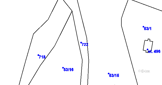 Parcela st. 722 v KÚ Dřenice u Chebu, Katastrální mapa