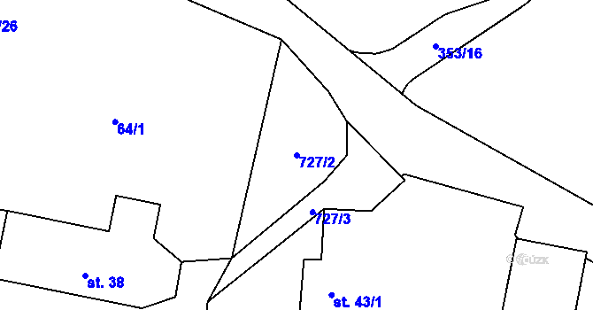 Parcela st. 727/2 v KÚ Dřenice u Chebu, Katastrální mapa