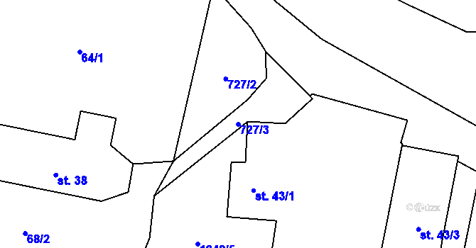 Parcela st. 727/3 v KÚ Dřenice u Chebu, Katastrální mapa