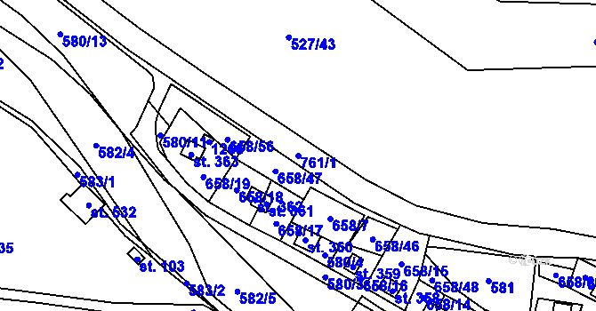 Parcela st. 761/1 v KÚ Dřenice u Chebu, Katastrální mapa