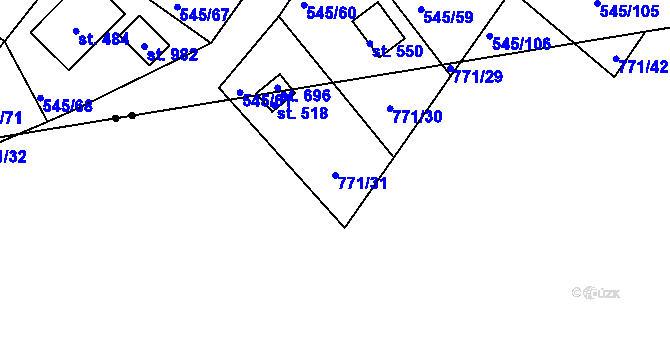 Parcela st. 771/31 v KÚ Dřenice u Chebu, Katastrální mapa