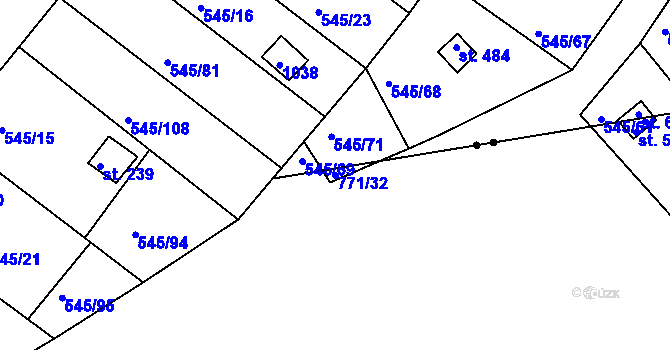Parcela st. 771/32 v KÚ Dřenice u Chebu, Katastrální mapa