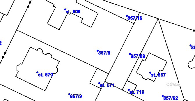 Parcela st. 857/8 v KÚ Dřenice u Chebu, Katastrální mapa