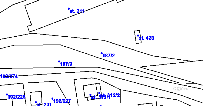 Parcela st. 187/2 v KÚ Dřenice u Chebu, Katastrální mapa
