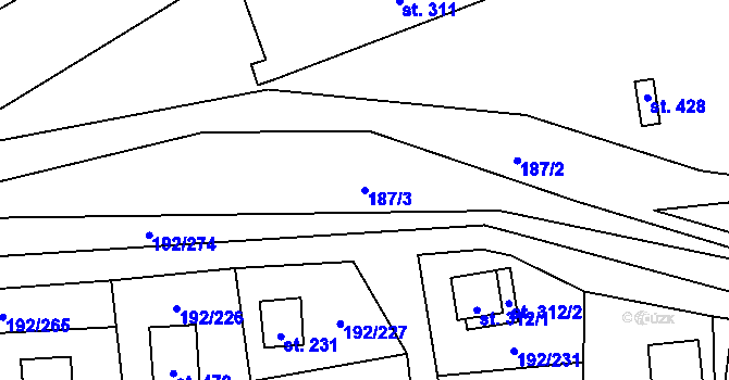 Parcela st. 187/3 v KÚ Dřenice u Chebu, Katastrální mapa