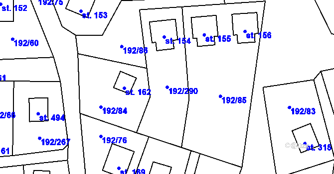Parcela st. 192/290 v KÚ Dřenice u Chebu, Katastrální mapa