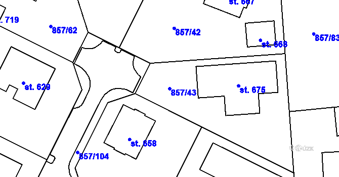 Parcela st. 857/43 v KÚ Dřenice u Chebu, Katastrální mapa
