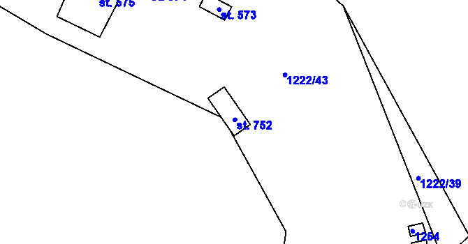 Parcela st. 1222/27 v KÚ Dřenice u Chebu, Katastrální mapa