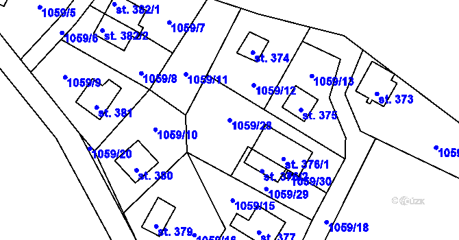 Parcela st. 1059/28 v KÚ Dřenice u Chebu, Katastrální mapa