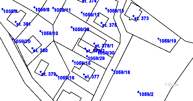 Parcela st. 1059/30 v KÚ Dřenice u Chebu, Katastrální mapa